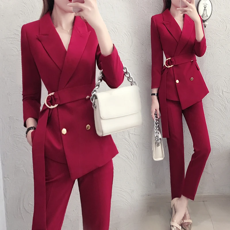 

Fashion Women 2 Piece Set Top And Pants Conjunto Feminino Stylish Woman Suit Ensemble Femme Survetement Year-old Female Costume