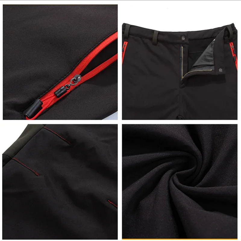 RAY GRACE a prueba de viento térmica de los hombres pantalones de invierno espesar Fleece Softshell pantalones de senderismo al aire libre pantalones de senderismo esquí