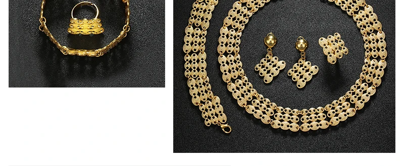 OUMEILY Fashion Dubai African Jewelry Set Nigerian Wedding Jewelry Set For Women Brides Gold Color Indian Jewellery Set