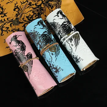 

Creative Stationery Phoenix Roll Up Pencil Bag PU Leather Pen Case Marker Brush Storage Bag for Student School Office Supplies