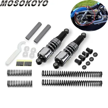 クローム黒オートバイの後部下降slammerキットショックアブソーバー用XL883 1200カスタムsuperlow 2004-2017