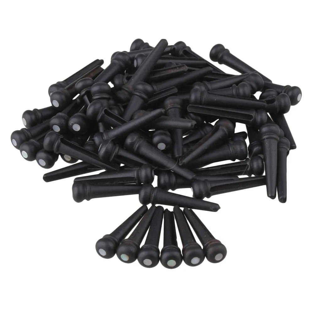 

Yibuy 120 Pieces Black Acoustic Guitar Ebony Saddle White Dot Bridge Pins Nut Parts