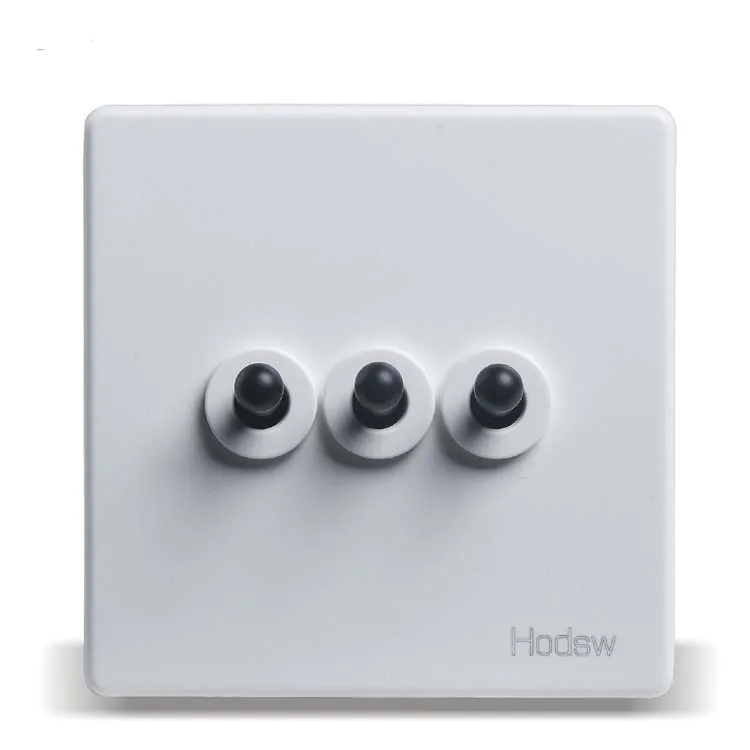 

Home Wall Switch Socket, 86 Hidden Black Vintage, Three Double Control Switch Panel, PC 220V 10A