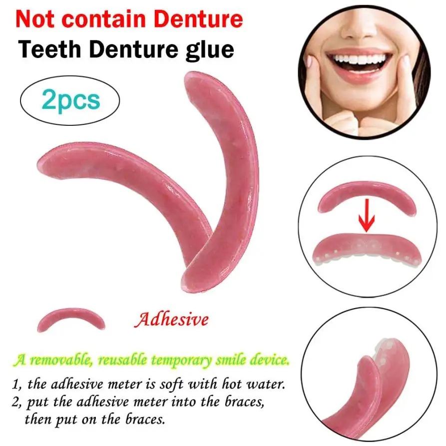 2pc Resuable Teeth Denture Glue Comfort Fit Cosmetic adhesive Teeth
