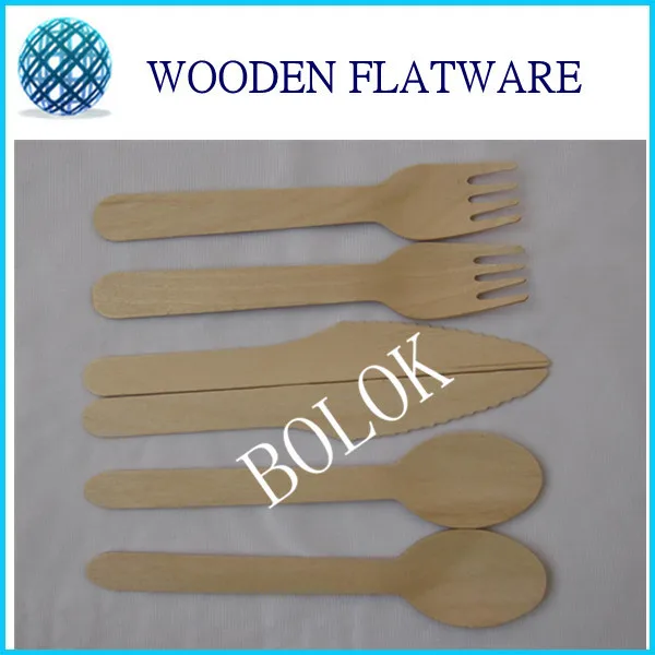 200sets (600pcs)Free Shipping Eco-Friendly Disposable Wooden Cutlery Flatware Sets 100 / Pack 16cm Natural birch wood