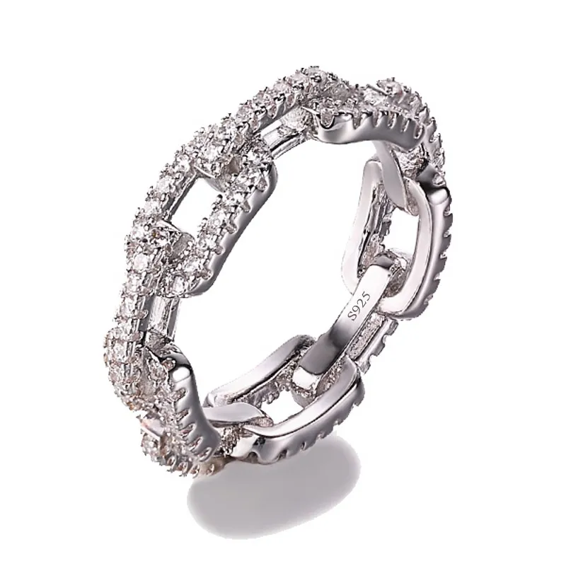 Choucong цепь Форма Настоящее Soild 925 пробы Серебряное кольцо AAAAA циркон обручальное кольца для мужчин и женщин ювелирные изделия