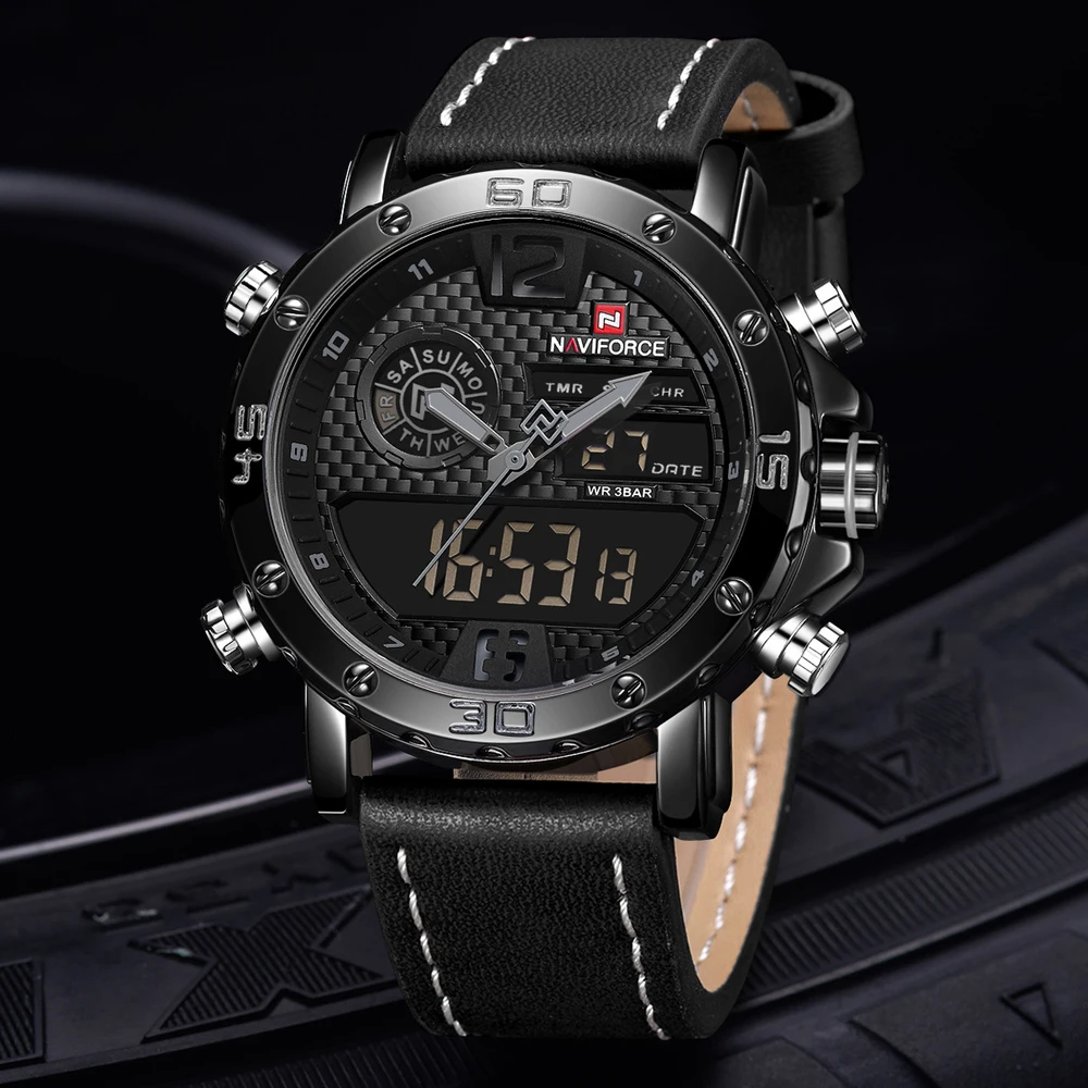 NAVIFORCE Роскошные Брендовые мужские армейские электронные часы водонепроницаемые