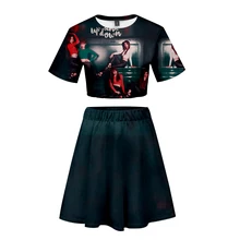 Frdun Tommy 3D EXID популярный костюм с короткой юбкой, футболка с короткими рукавами и короткая юбка, комплект для девочек Kpop, повседневные комплекты в стиле Kpop