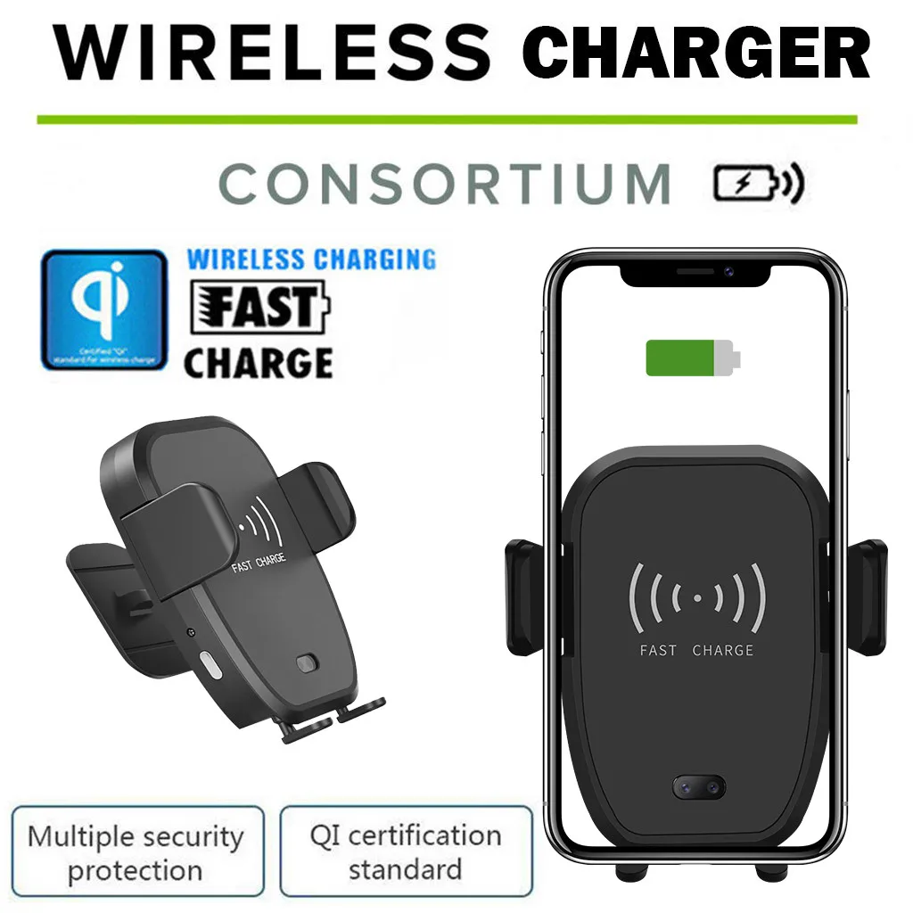 10W Wireless Car Charger S5 Automatic Clamping Fast Charging Phone Holder Mount in Car for iPhone xr Huawei Samsung Smart Phone