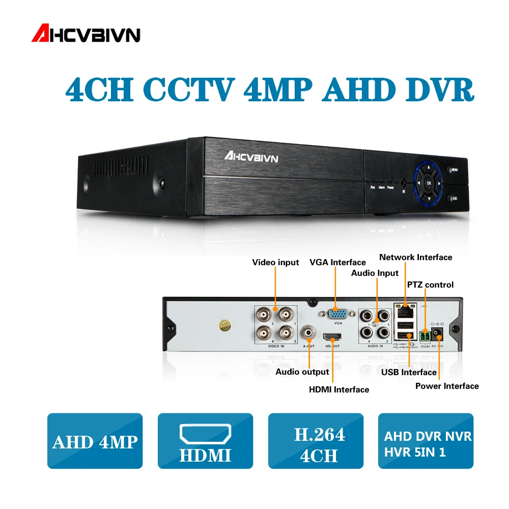 

AHCVBIVN 4CH AHD 5MP DVR/Hybrid 2*Analog 4M+2*IP 5MP Motion Detection 5 IN 1 CCTV DVR for AHD CVI TVI IP 2MP 3MP 4MP 5MP Camera