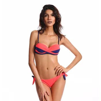 

Bikinis Women Swimsuit 2018 Summer Beach Wear Push Up Bikini Set Halter Vintage Bathing Suits Plus Size low waist Swimwear