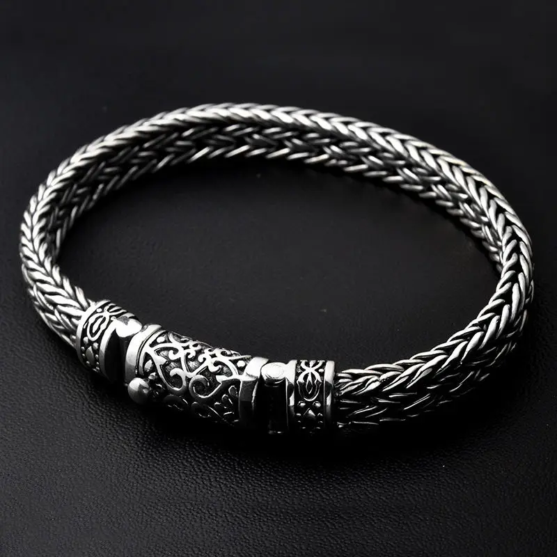 GAGAFEEL 100% 925 Silver Bracelets Width 8mm Classic Wire-cable Link Chain S925 Thai Silver Bracelets for Women Men Jewelry Gift