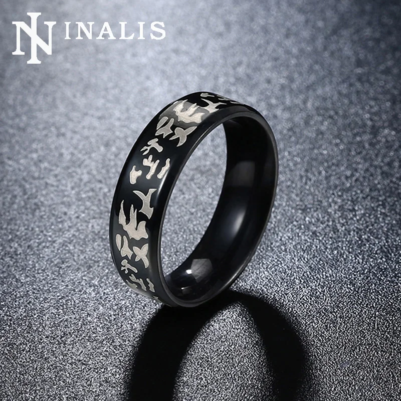 inalis mens fashion military band rings high quality 6mm black gun plated titanium steel jewelry engraved - Military Wedding Rings inalis mens fashion military band rings high quality 6mm black gun plated titanium steel jewelry engraved - Military Wedding Rings