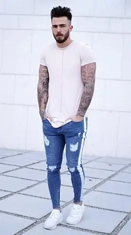 2019 Новая мода разрушенные обтягивающие мужские джинсы Уличная Dest рваные джинсы для человека установлены низ молния хип хоп Homme деним