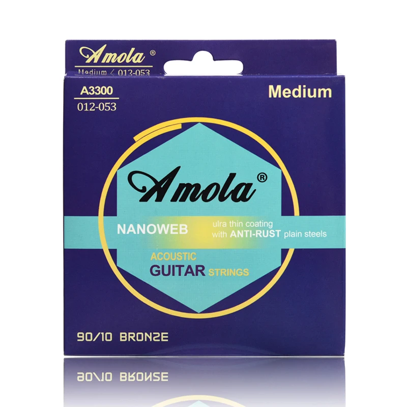 

2sets Amola Wound Acoustic Guitar Strings Medium A3300 012-053 NANoweb 011/010/012 Phosphor Bronze Wound Guitar String
