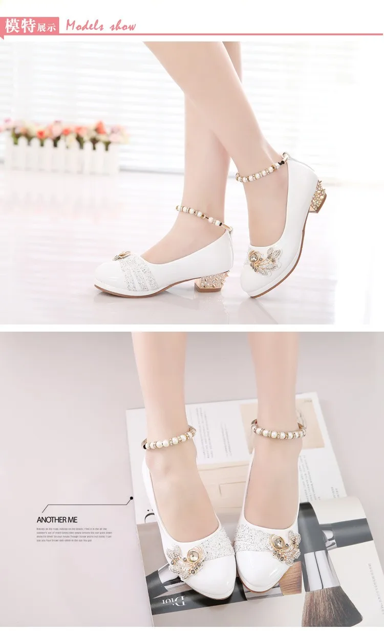 Calçados para Meninas Primavera Sapatos Meninas Princesa Partido Preto Branco Pérolas Formais. Faux Couro 26-37 10 Anos Tamanho Crianças Menina 4 pérolas formais. Faux couro Calçados para meninas