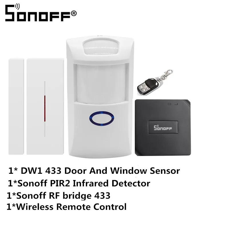 Sonoff Smart Switch RF Bridge 433 433 МГц+ датчик движения PIR 2+ дверной и оконный Wifi Пульт дистанционного управления DIY таймер умный дом автоматизация - Комплект: Sonoff kits 1