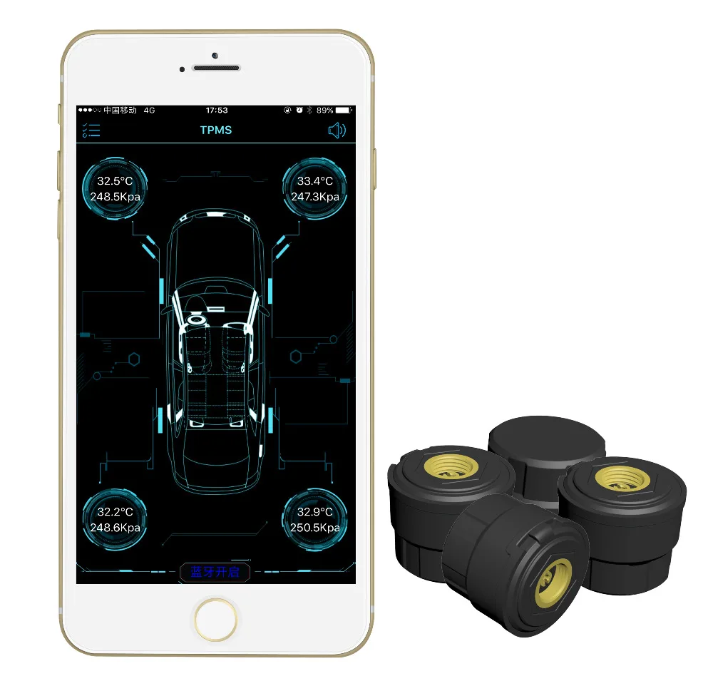 BLE TPMS Car Bluetooth TPMS Tire Pressure Temperature Alarm System For