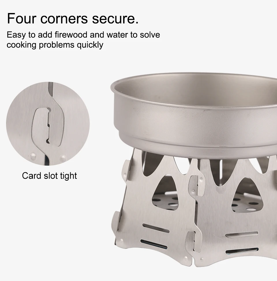 Tiartisan дровяная плита из нержавеющей стали с высокой пожарной плитой карты плита простой портативный набор с четырьмя маленькими частями