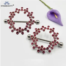 1 пара, Новое поступление, розовая циркониевая ниппельная пирсинг, кольца, 316L хирургическая сталь, ниппельная штанга, пирсинг, пирсинг