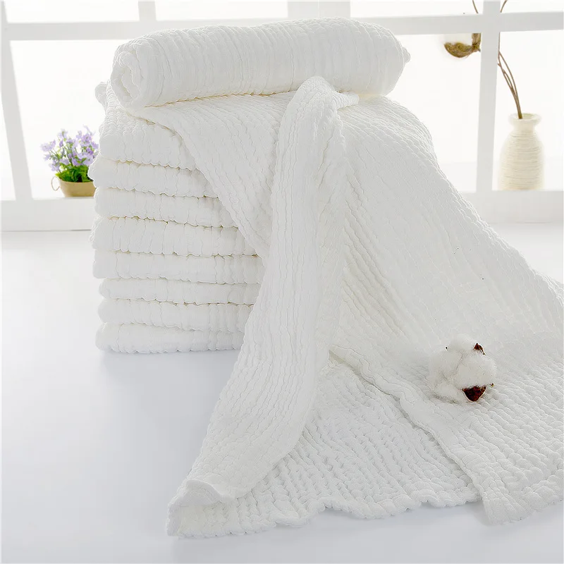 

Natural White Baby Bath Towel 100% Cotton Ultra Soft Baby Gauze Towel Newborn Blanket Big Thick 10 Layers 110*110cm Breathable
