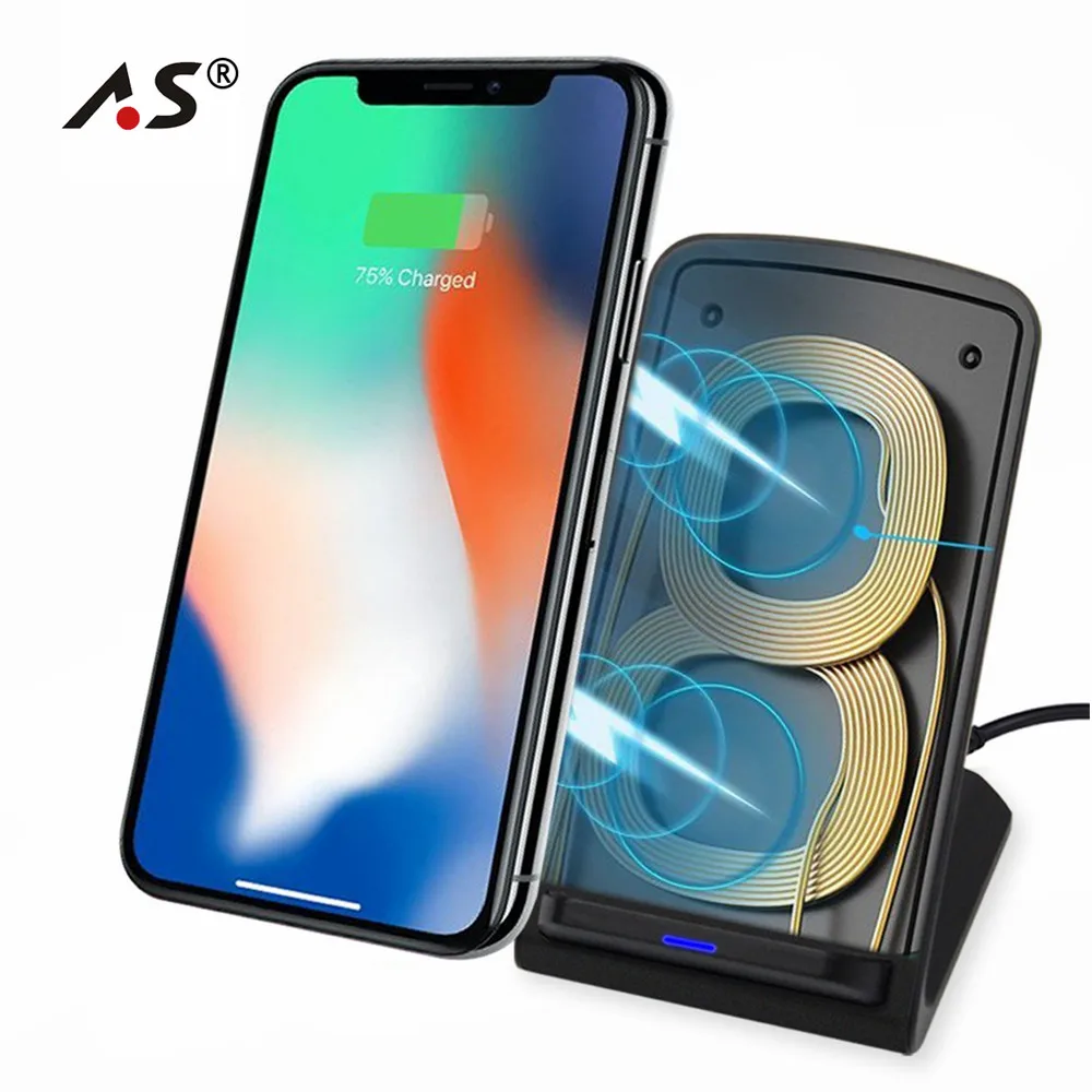 

A.S 10W QI fast Wireless Charger for iPhone X Samaung S8 Note 8 S7 S6 Edge All Qi-Enabled Phone Wireless Devices Charging