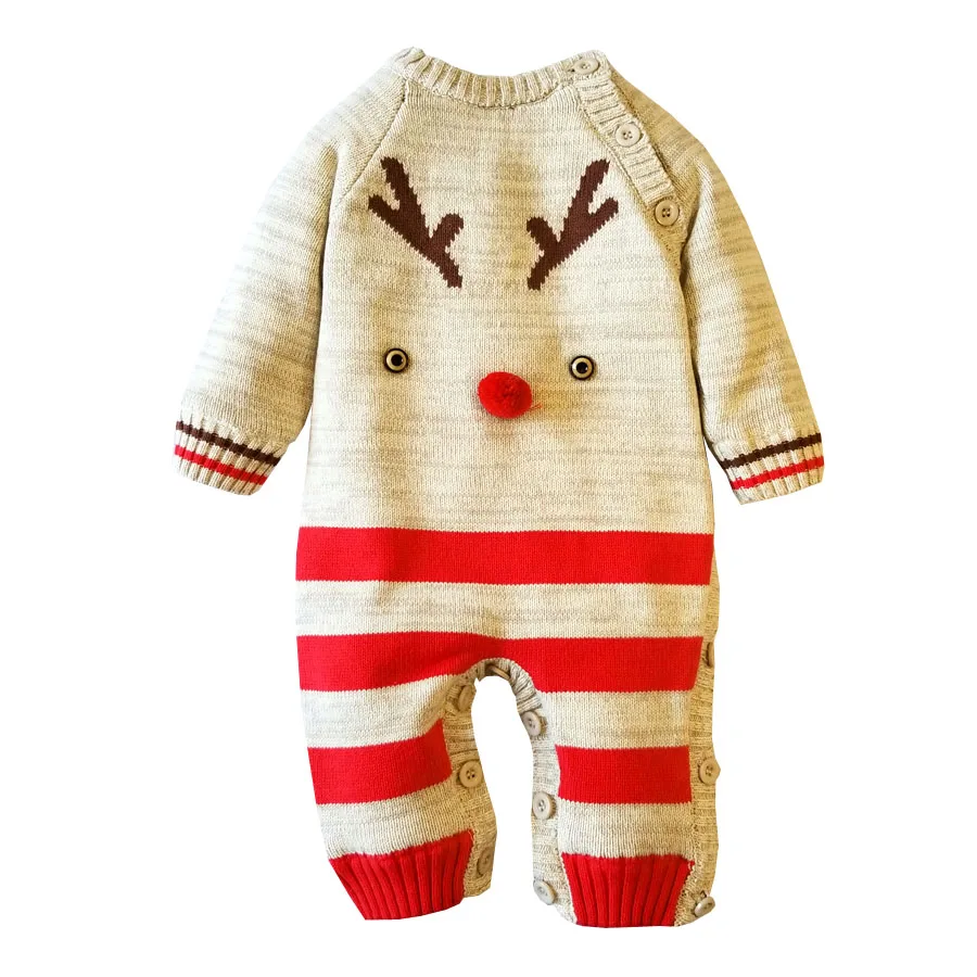 Комбинезон детский зимний комбинезон теплый флисовый комбинезон зимняя одежда для новорожденных Одежда для новорожденных Вязаный комбинезон новогодний наряд - Цвет: 539 Beige