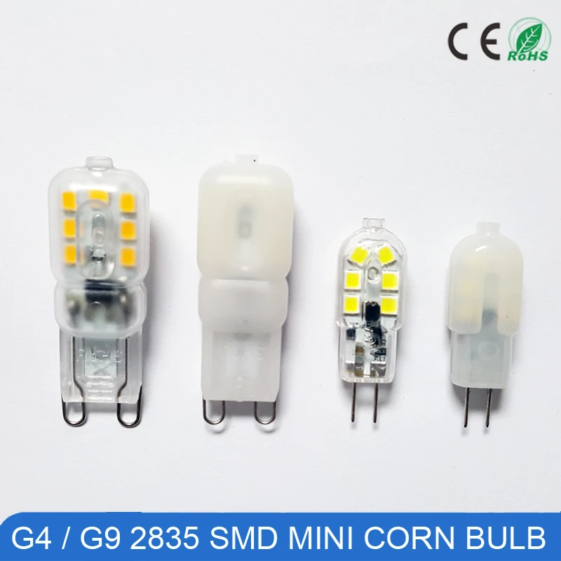 LINYEE G9 G4 мини светодиодная лампа кукурузы 2 Вт 3 высокая яркость AC220V DC12V 2835 SMD 12 14