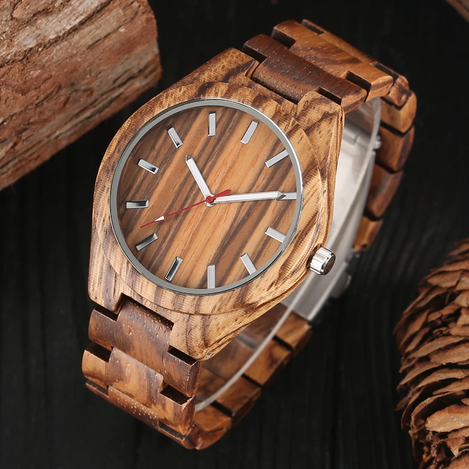 Luxury Natural Handmade Wood Watch Minimalism Top Gift Analog Coffee Maple Men Full Wooden Bangle Hours Clock relogio de Madeira 2018 (8)