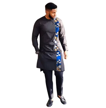 

Fashion Men African Print Clothing Tops+Trousers Sets Shirts And Pants Set Festive Costume Africa Style Men Clothes Customized