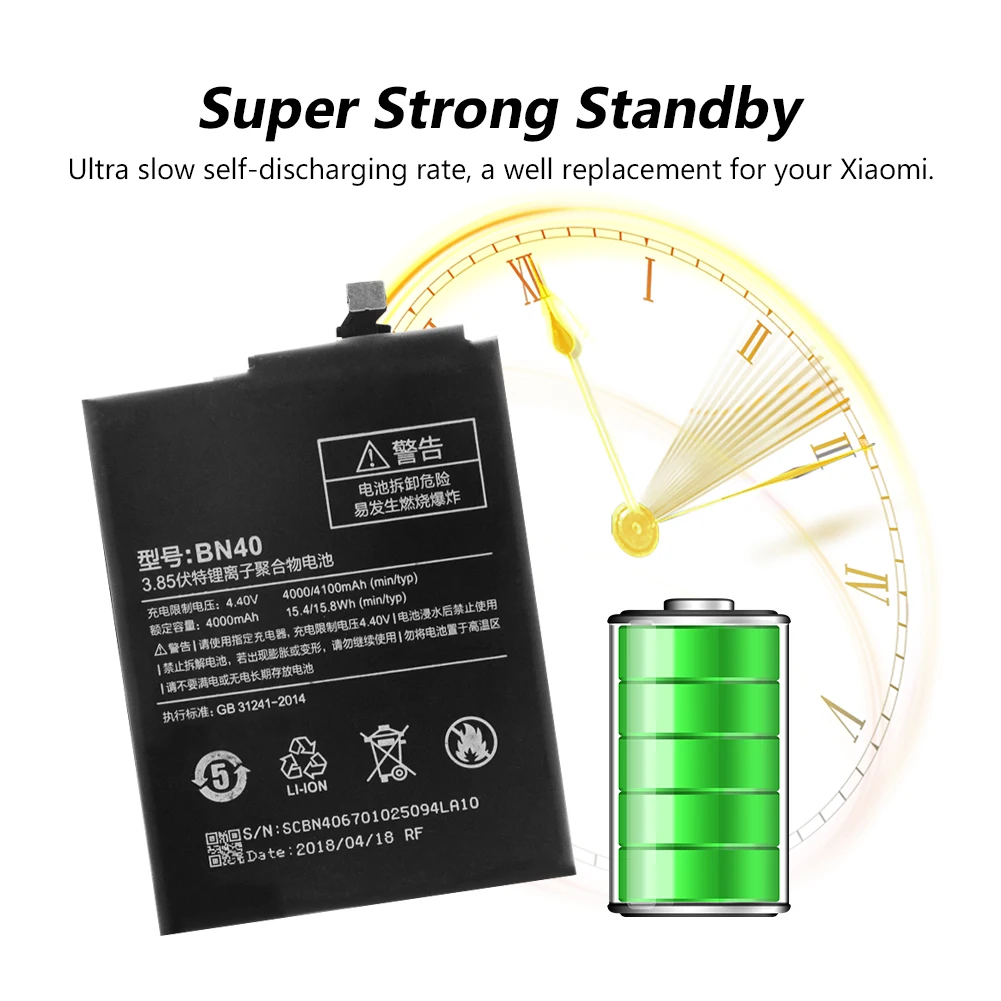 Аккумулятор для телефона 3,85 V 4000/4100mAh BN40 BN 40 литий-ионная аккумуляторная батарея для Xiaomi Redmi 4 Pro