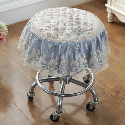 Style B light blue Европейский стиль жаккард; кружевная ткань круглый стул крышка поворотный стул круглая подушка круглый коврик - Цвет: Style B light blue
