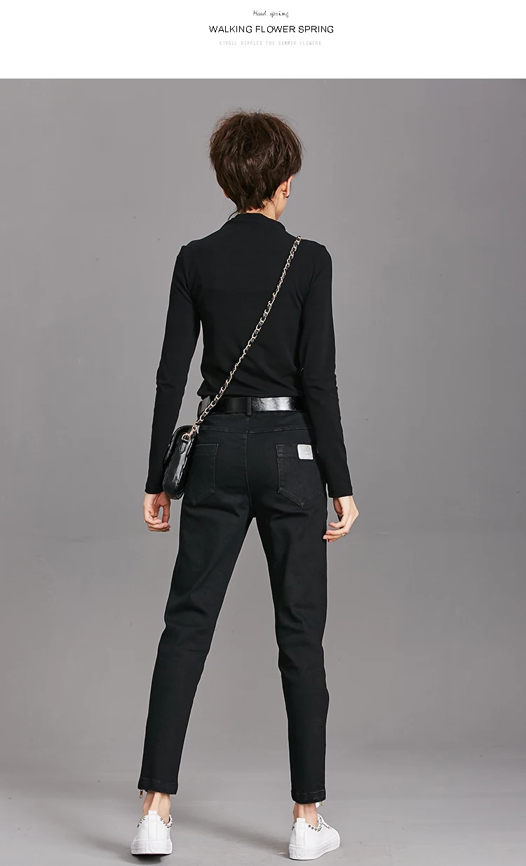 1332 на молнии черные джинсы женские черные порванные джинсы для Дамская Мода эластичного денима Distressed Punk джинсы femme Весна 2018