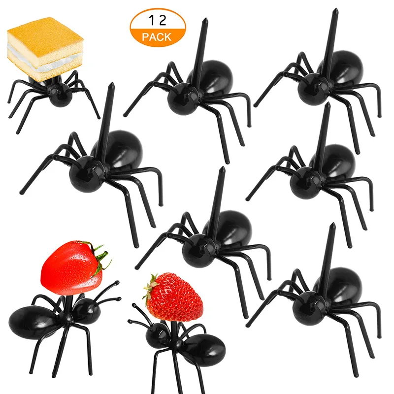 

12Pcs/set Cartoon Plastic Mini Ant Fruit Fork Cutlery Cake Dessert Kids Forks Food Children Pick Tableware For Party Decoration