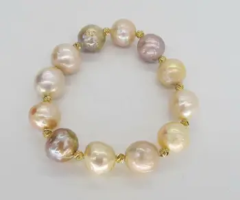 

huge 13-14mm south sea multicolor baroque pearl bracelet