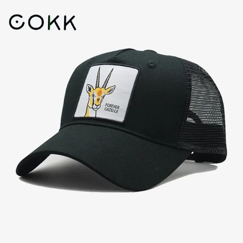 

COKK Mesh Cap Men Snapback Gazelle Pattern Baseball Cap Women Outdoor Sport Caps Dad Hat Adjustable High Quality Bone Gorras New