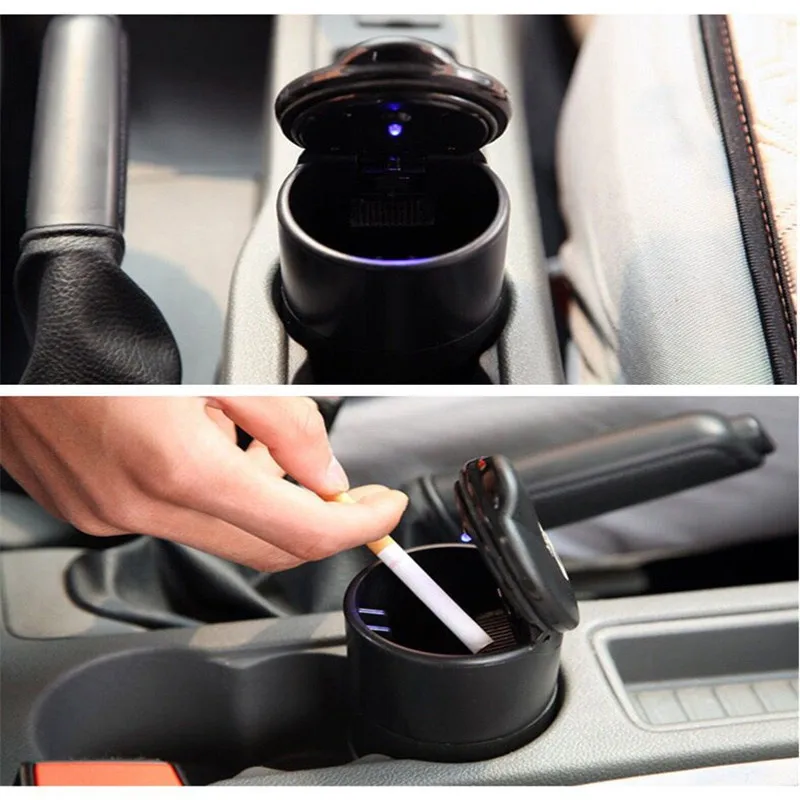 

1pc Car Auto LED Ashtray Blue LED Light Cigarette Smoke Ash Cylinder Bin For renault bmw e39 kia rio audi a4 b6 golf 6 skoda oct