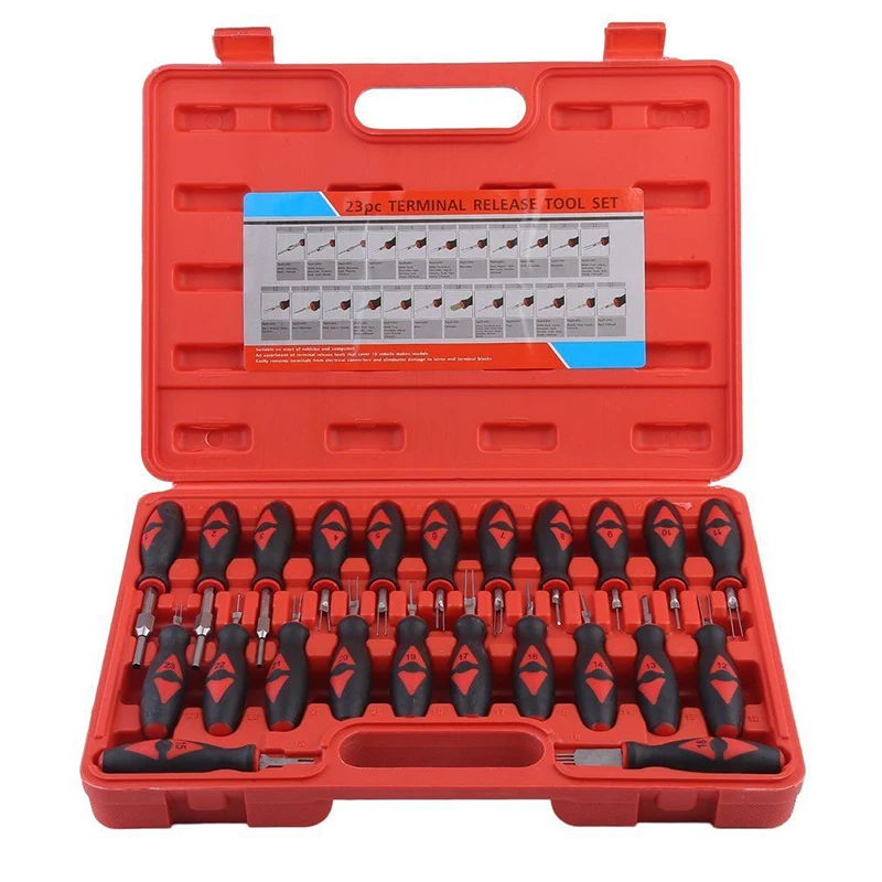 

23 pcs/set Car Electrical Terminal Removal Tool Kit Wiring Crimp Connector Pin Remover Tool Set Release Tools with Box