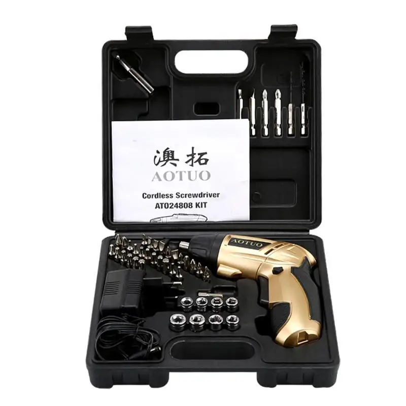 

Mini Electric Drill Multi-function Cordless Electric Screwdriver Kit Lithium-Ion LED Light Rechargeable Power Tools E5M1