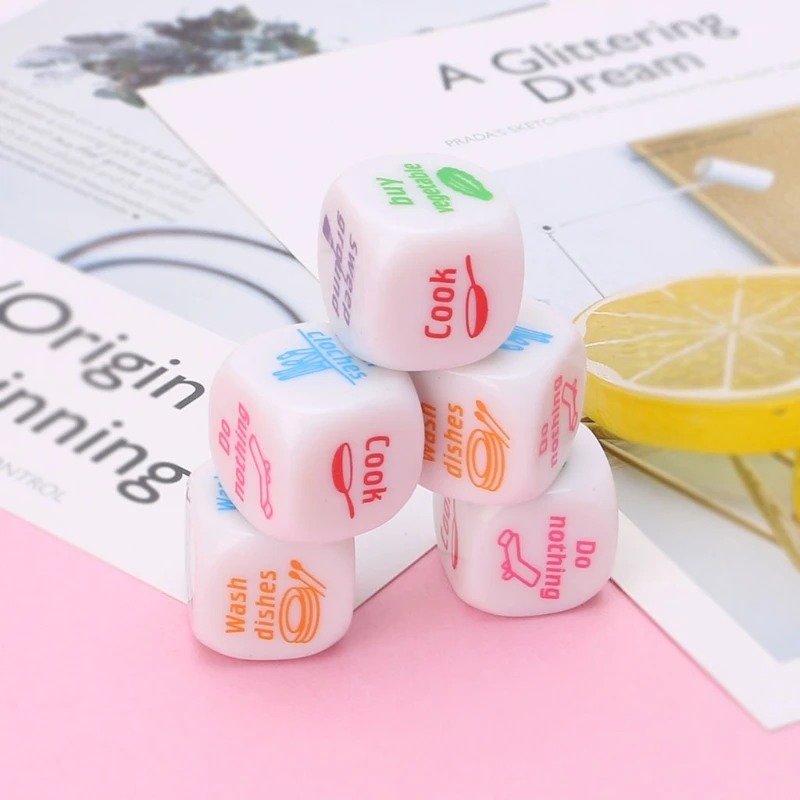 

20mm Acrylic Family Dice Housework Allocation Wash Clothes Cooking Couple Game