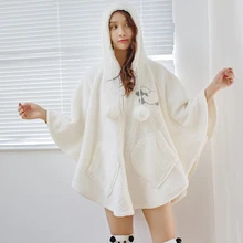 Женская ночная рубашка Kawaii Babydoll, ночная рубашка с длинными рукавами,, зимняя ночная рубашка с капюшоном, ночная рубашка, ночная рубашка для девочек, одежда для сна