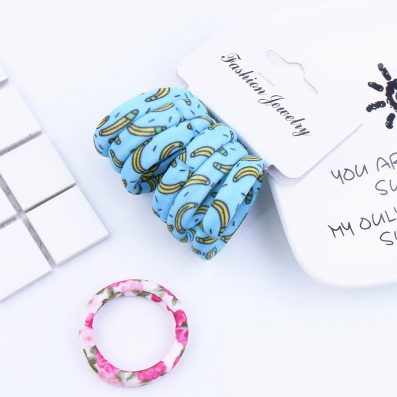 

LNRRABC 6PCS/Set Women 9 Colors Korean Style Hair Ropes Floral Print High Elastic Fashion Elastic Hair Bands