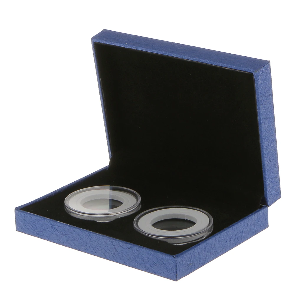 Double Coins Holder Display for 40MM Commemorative Coins Box Case, Coin Storage Organizer Containers Boxes Blue