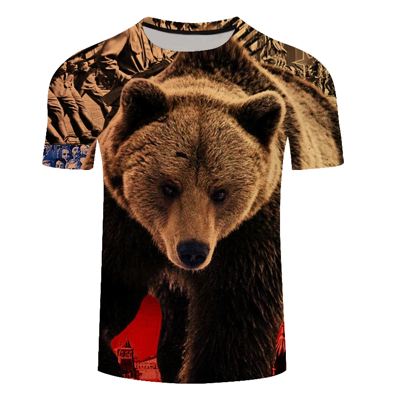 Skup Marka rosja T shirt niedźwiedź T Shirt rosyjska flaga Tshirt Fitness T Shirt mężczyźni 3d Anime koszulek Sexy męskie koszule odzież męska