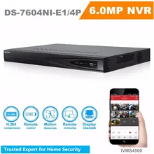 CCTV System ONVIF 4ch NVR DS-7604NI-E1/4P Economic Plug&Play NVR 4ch for IP Camera 4 POE Interfaces Color Box P2P 4CH VGA HDMI