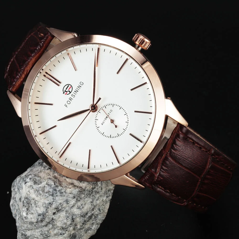 FORSINING простые дизайнерские роскошные часы розовое золото корпус мужские s часы лучший бренд класса люкс автоматические механические часы мужские Montre