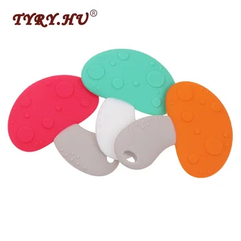 

TYRY.HU 1Pc Silicone Mushroom Teether BPA Free Baby Teethers Baby Teething Toys Chewable Necklace Pendants Baby Shower Gifts