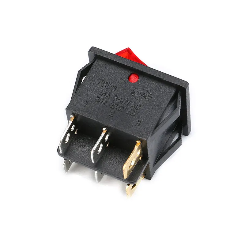 1pcs On-Off KCD8-212N KCD2 6Pin Black Red Boat Car Rocker Switch 16A 250V 20A 125V AC Button 6P 2430mm 24x30 KCD3-606 KCD3-2 (7)