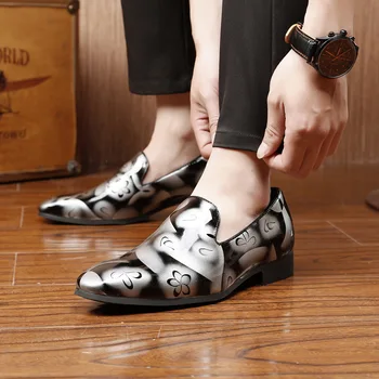 

Fashion pointed dress shoes chaussure homme men's Oxford printed casual shoes men's shoes large size zapatos de hombre 166