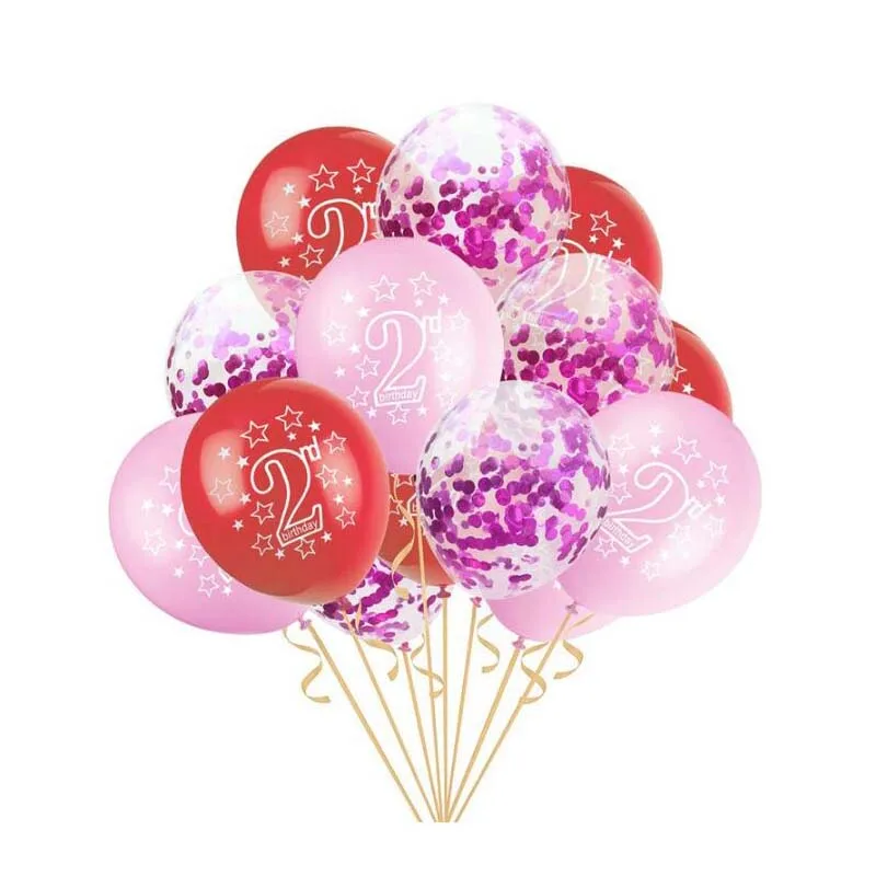 8 сезон 15 шт. Синий Розовый 2st день рождения конфетти воздушные шары для мальчиков и девочек я два Happy 2 лет День Рождения украшения спрос среди детей